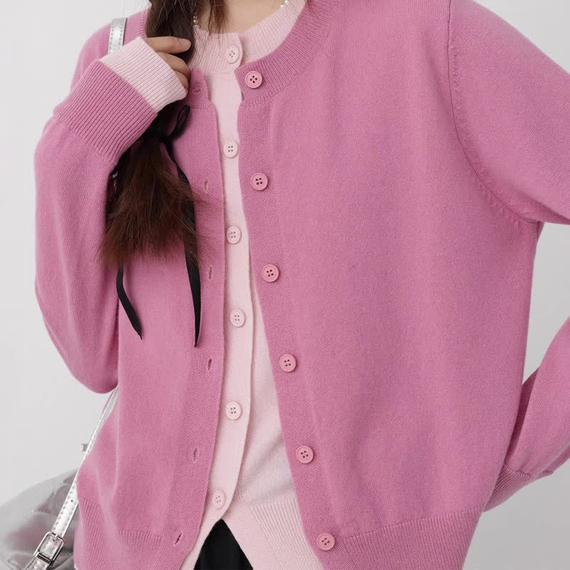 Color Block Fake Two Piece Knit Cardigan Wide Leg Denim Pants Two Pieces Set - image 3