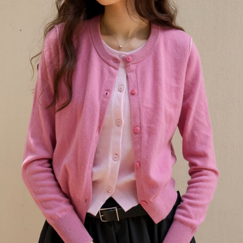 Color Block Fake Two Piece Knit Cardigan Wide Leg Denim Pants Two Pieces Set - image 2