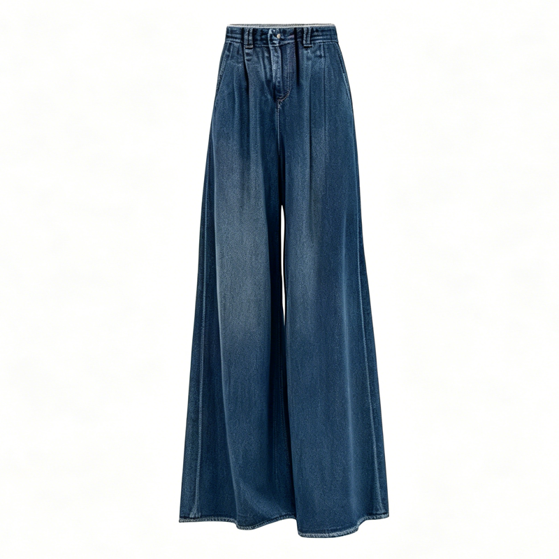 Color Block Fake Two Piece Knit Cardigan Wide Leg Denim Pants Two Pieces Set - Pants - 3XL - image 5