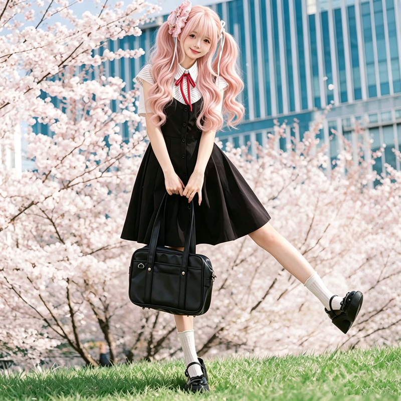 College Style Striped Short Sleeve Shirt Sleeveless Dress Two Pieces Set  - image 1