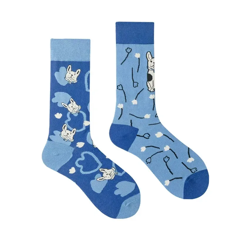 Colorful Asymmetric Printed Mid Calf Socks - image 14