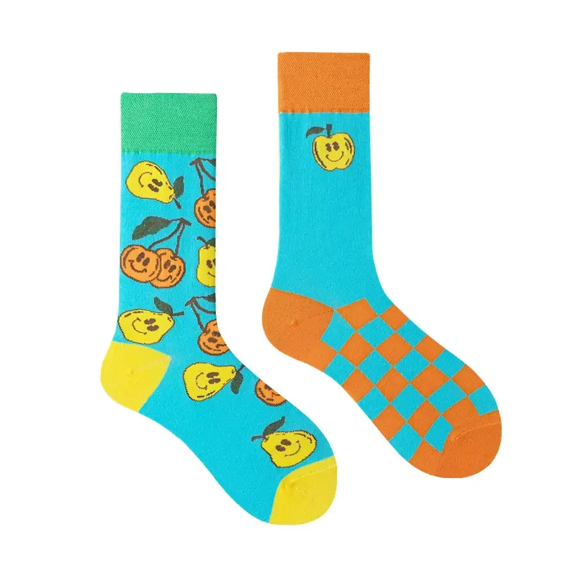 Colorful Asymmetric Printed Mid Calf Socks - image 10
