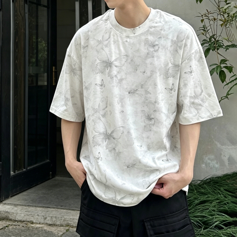 Casual Tie Dye Off Shoulder Irregular Short Sleeve Couple T-shirts - Men - 3XL - image 4