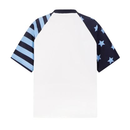 Y2K Vintage Cartoon Girl Print Star Stripe Splicing Short Sleeve T-shirt - image 6