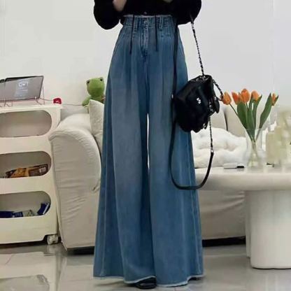 Casual Color Block Ruffle Hem Short Sleeve Top Wide Leg Jeans Two Pieces Set - Pants A - 3XL - image 5