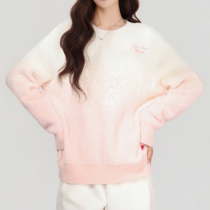 Elegent Gradient Knit Sweater Fringe Hem Skirt Two Pieces Set - image 4