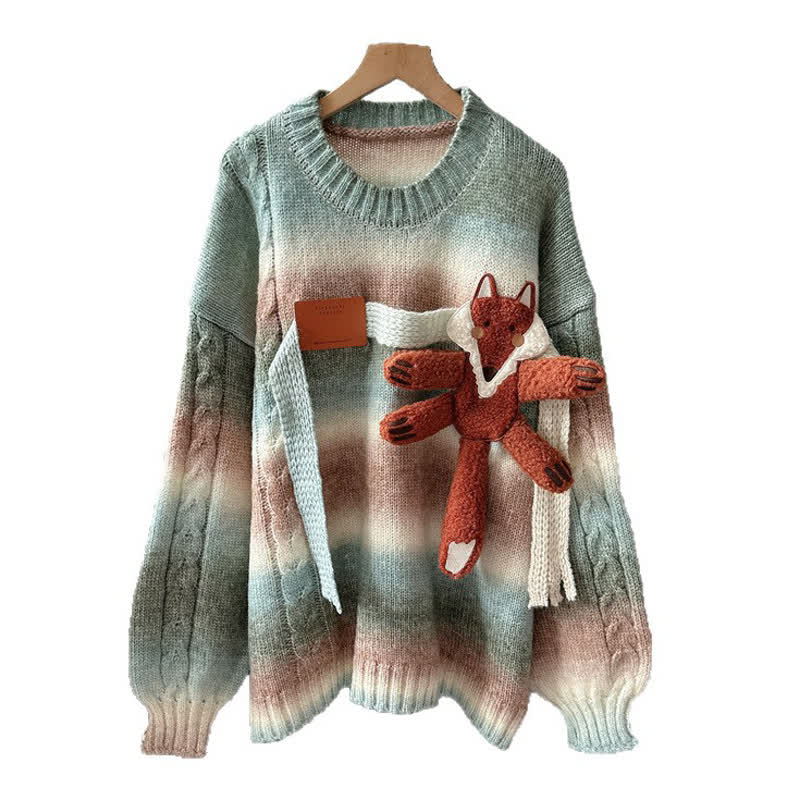 Gradient Striped Knit Sweater Drawstring Pleated Skirt Two Pieces Set - Top - 4XL - image 3