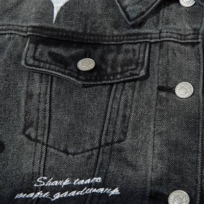 Star Print Gradient Denim Jacket Wide Leg Jeans Two Pieces Set - image 5