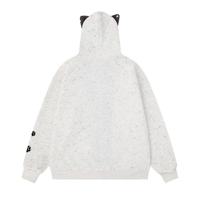 High Quality Cartoon Cat Ear Graphic Zip Up Hooded Sweatshirt - image 5