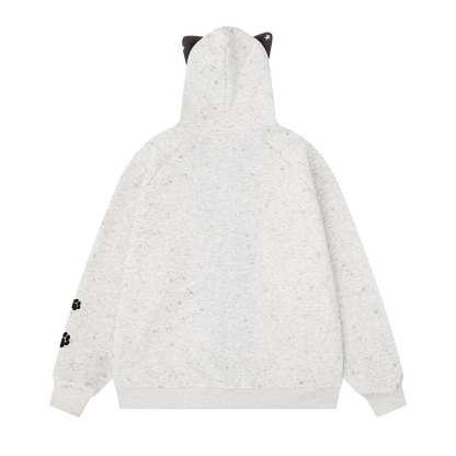 High Quality Cartoon Cat Ear Graphic Zip Up Hooded Sweatshirt - image 5