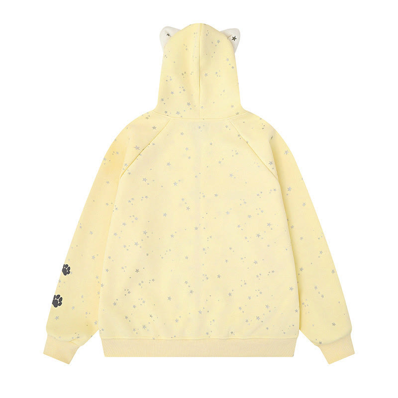 High Quality Cartoon Cat Ear Graphic Zip Up Hooded Sweatshirt - image 3