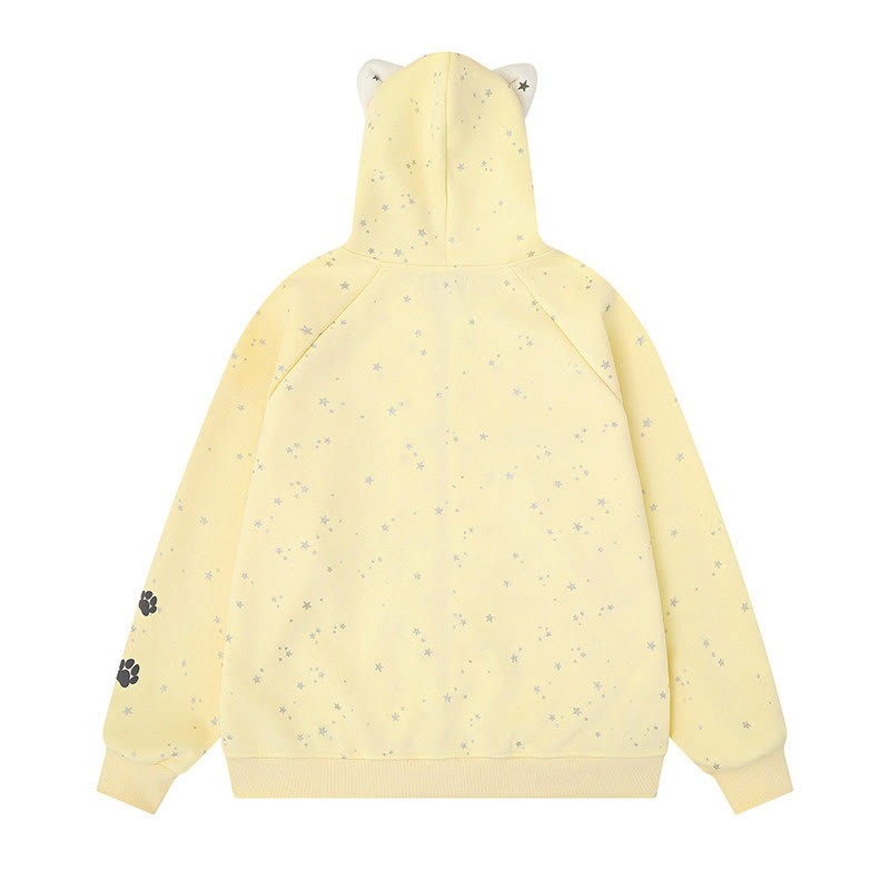 High Quality Cartoon Cat Ear Graphic Zip Up Hooded Sweatshirt - image 3