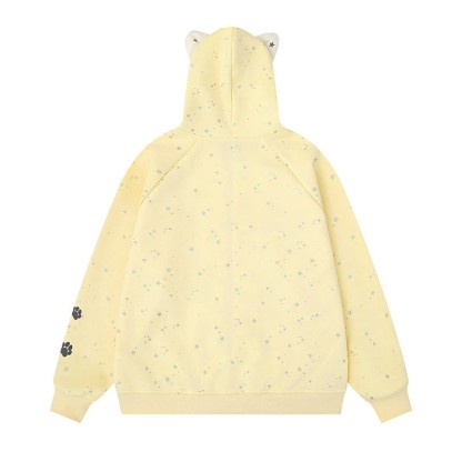 High Quality Cartoon Cat Ear Graphic Zip Up Hooded Sweatshirt - image 3