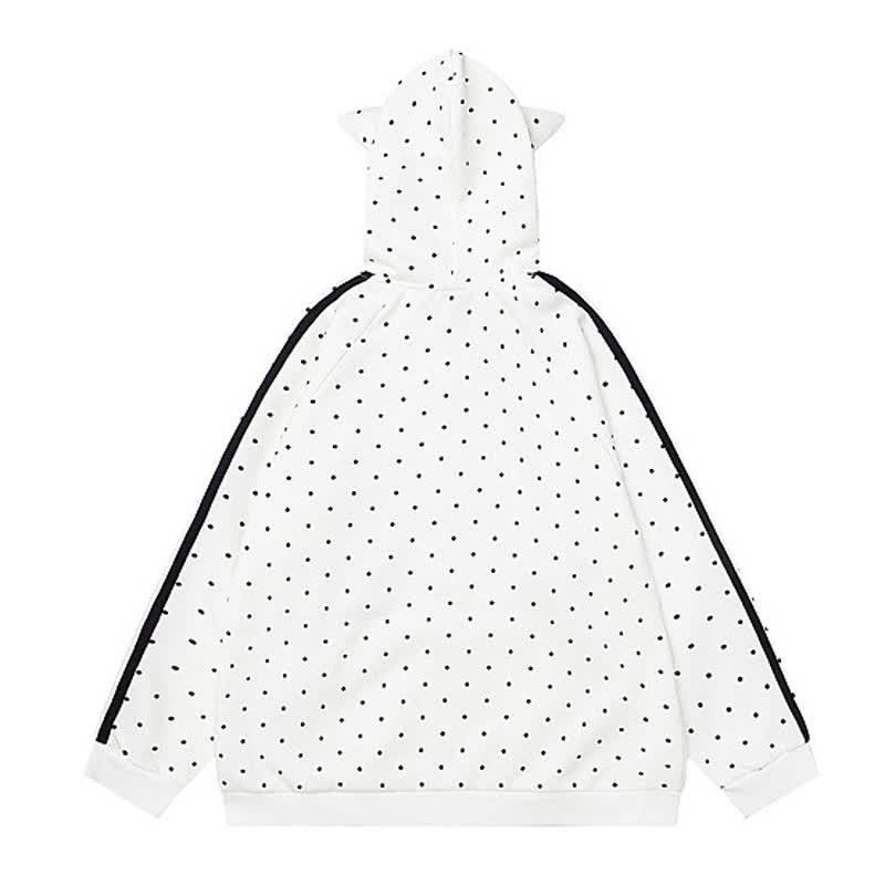 High Quality Durable Press Polka Dot Bow Zip Up Hooded Jacket - image 2
