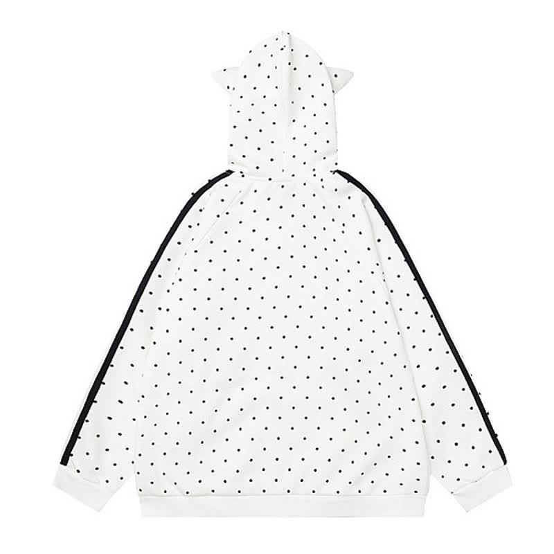 High Quality Durable Press Polka Dot Bow Zip Up Hooded Jacket - image 2