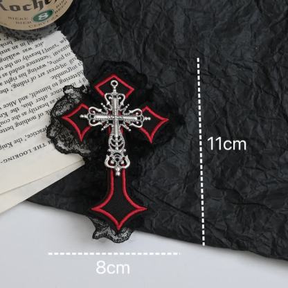 Y2k Gothic Lace Metal Cross Decor Hair Accessory  - Red C - image 8
