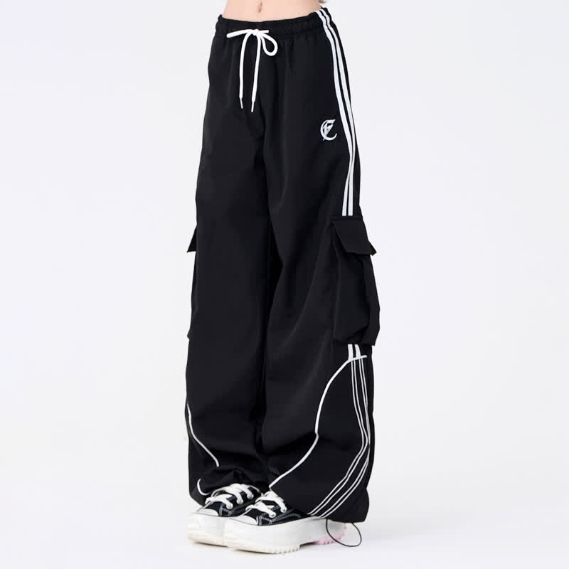 Striped Rabbit Print Hoodie Cargo Wide Leg Pants Two Pieces Set - image 4