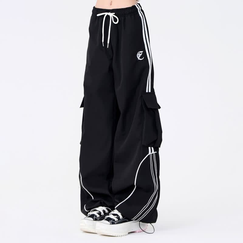 Striped Rabbit Print Hoodie Cargo Wide Leg Pants Two Pieces Set - image 4