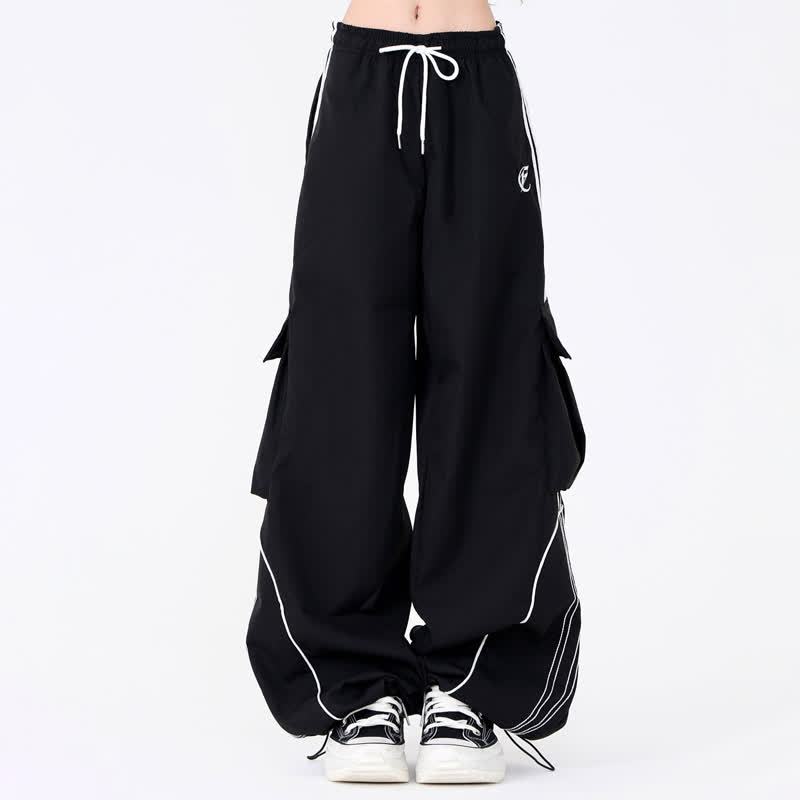 Striped Rabbit Print Hoodie Cargo Wide Leg Pants Two Pieces Set - Pants - 3XL - image 3