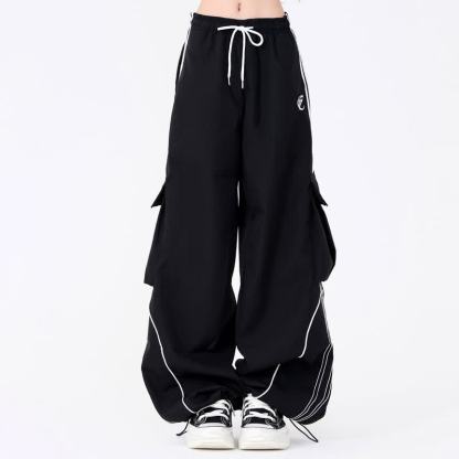 Striped Rabbit Print Hoodie Cargo Wide Leg Pants Two Pieces Set - Pants - 3XL - image 3