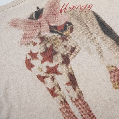  High Quality Durable Press Bow Horse Embroidery Top Wing Decor Pants  Two Pieces Set - image 6