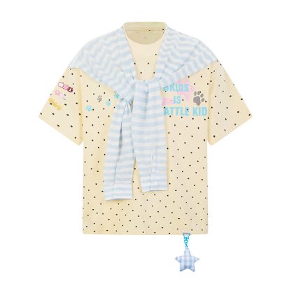  High Quality Durable Press Polka Dot Embroidery T-shirt  Wide Leg Pants Two Pieces Set - Yellow Top - XL - image 4