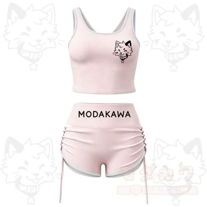MODAKAWA X popipeko Puppy Print Cami Top Split Skort Two Pieces Set - Pink Set - 2XL - image 1