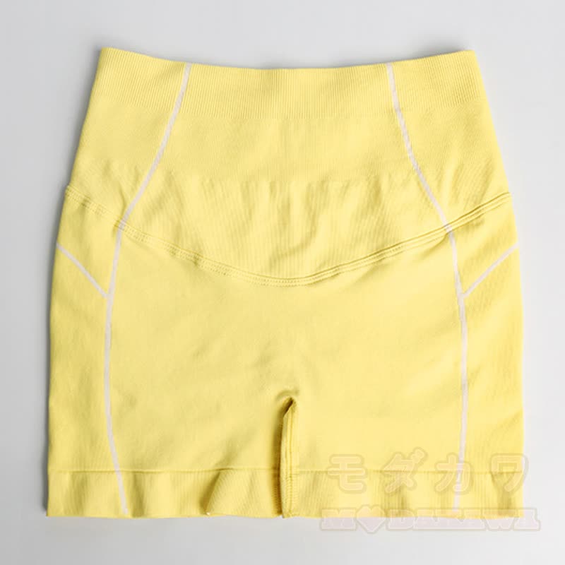 Yellow Gingham Cherry Print Crop Tank High Waist Shorts Two Pieces Set - Shorts - L - image 6