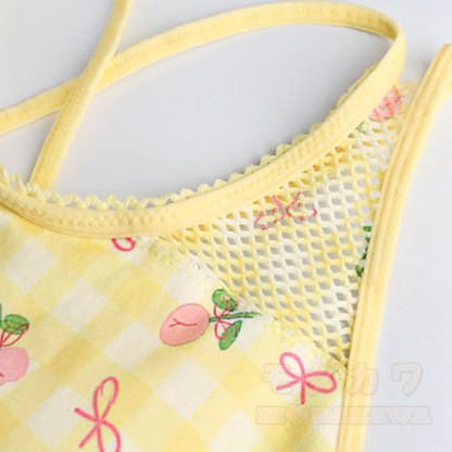 Yellow Gingham Cherry Print Crop Tank High Waist Shorts Two Pieces Set - image 4