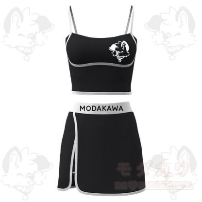 MODAKAWA X Popipeko Puppy Print Cami Top Split Skort Two Pieces Set - Black - 2XL - image 2