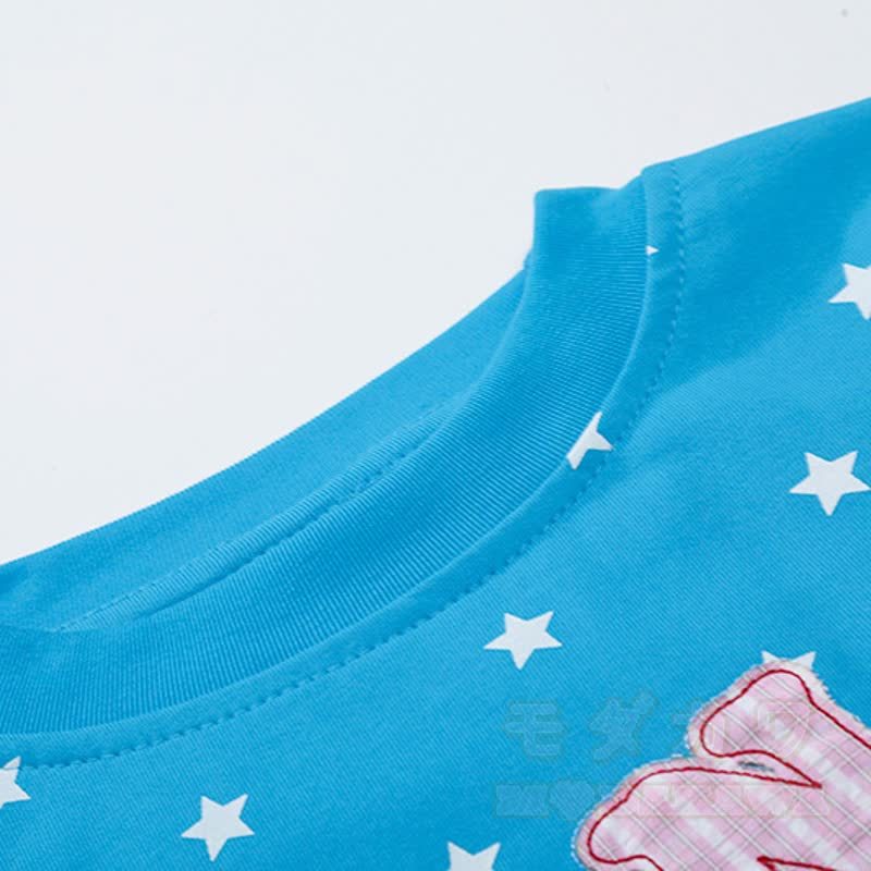 High Quality Durable Press Star Horse Embroidery T-Shirt Color Block Pants Two Pieces Set - image 7