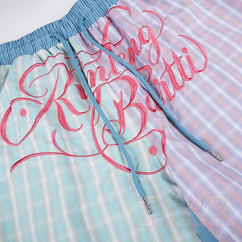 High Quality Durable Press Star Horse Embroidery T-Shirt Color Block Pants Two Pieces Set - image 12