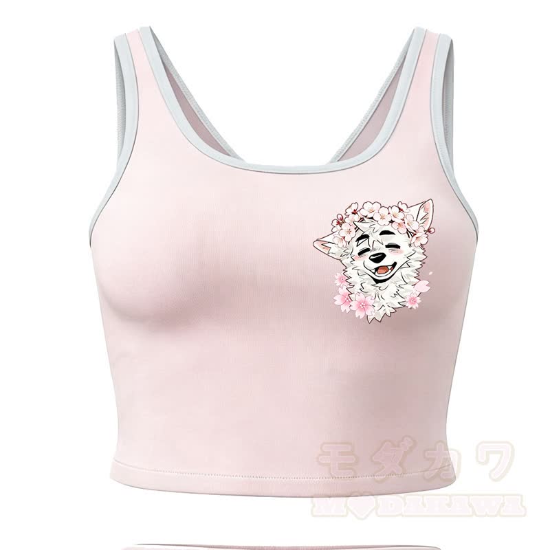 MODAKAWA X atka Wolf Print Cami Top Split Skort Two Pieces Set - Pink Top - 2XL - image 10