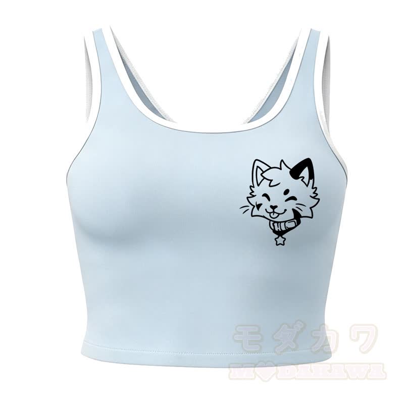 MODAKAWA X popipeko Puppy Print Cami Top Split Skort Two Pieces Set - Blue Top - 2XL - image 11