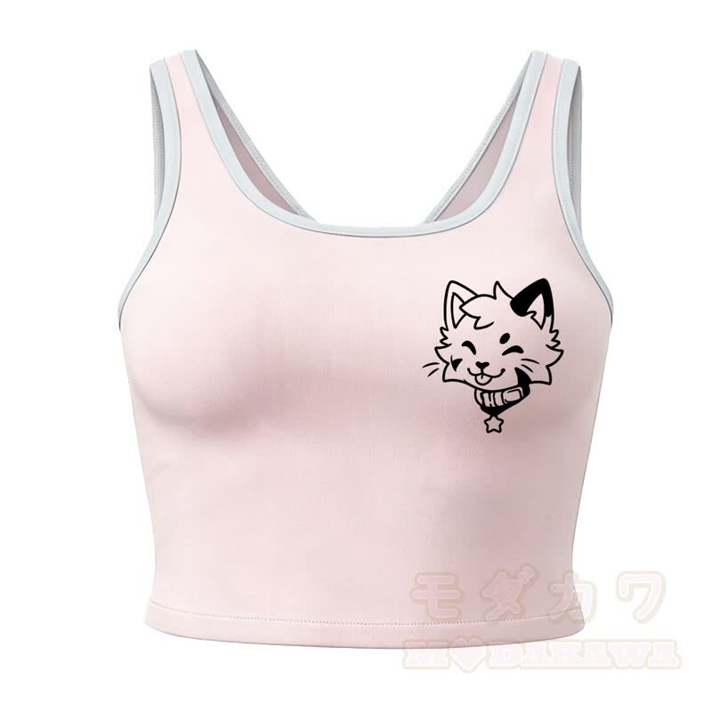 MODAKAWA X popipeko Puppy Print Cami Top Split Skort Two Pieces Set - Pink Top - 2XL - image 10