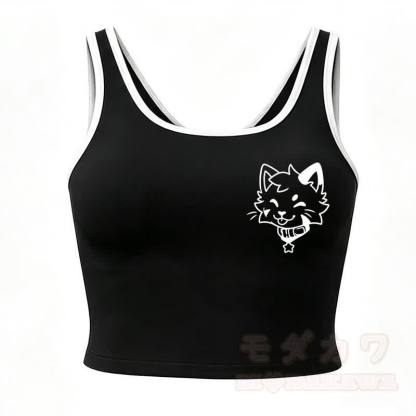 MODAKAWA X popipeko Puppy Print Cami Top Split Skort Two Pieces Set - Black Top - 2XL - image 12