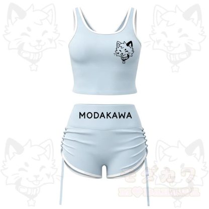 MODAKAWA X popipeko Puppy Print Cami Top Split Skort Two Pieces Set - Blue Set - 2XL - image 2