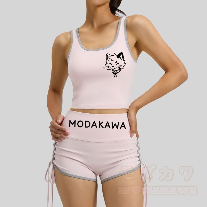 MODAKAWA X popipeko Puppy Print Cami Top Split Skort Two Pieces Set - image 5