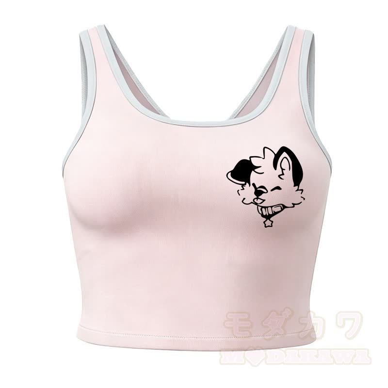 MODAKAWA X popipeko Dog Print Cami Top Split Skort Two Pieces Set - Pink Top - 2XL - image 12