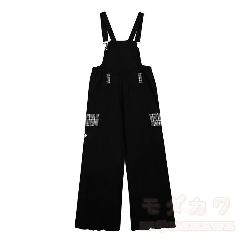 High Quality Durable Press Bear Embroidery Pendant Plaid Overalls - image 3