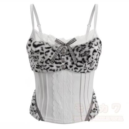 Y2k Leopard Splice Bow Cami Top Denim Shorts Two Pieces Set - Cami Top - XL - image 3