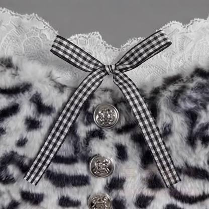 Y2k Leopard Splice Bow Cami Top Denim Shorts Two Pieces Set - image 5