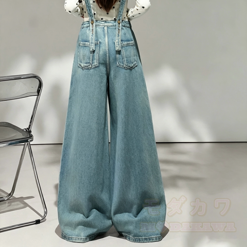Sweet Butterfly Print Hoodie Wide Leg Denim Overalls Two Pieces Set - image 7
