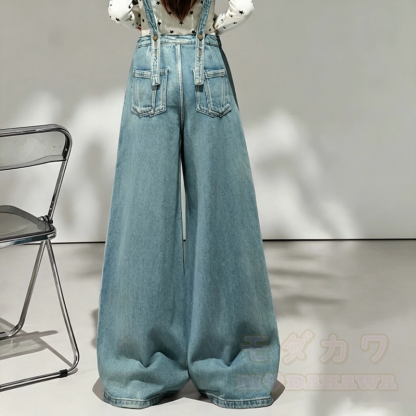 Sweet Butterfly Print Hoodie Wide Leg Denim Overalls Two Pieces Set - image 7