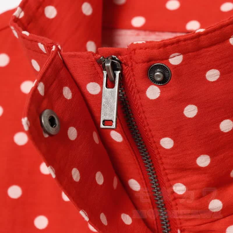 Polka Dot Stand Collar Cropped Jacket And Shorts Two Pieces Set - image 13