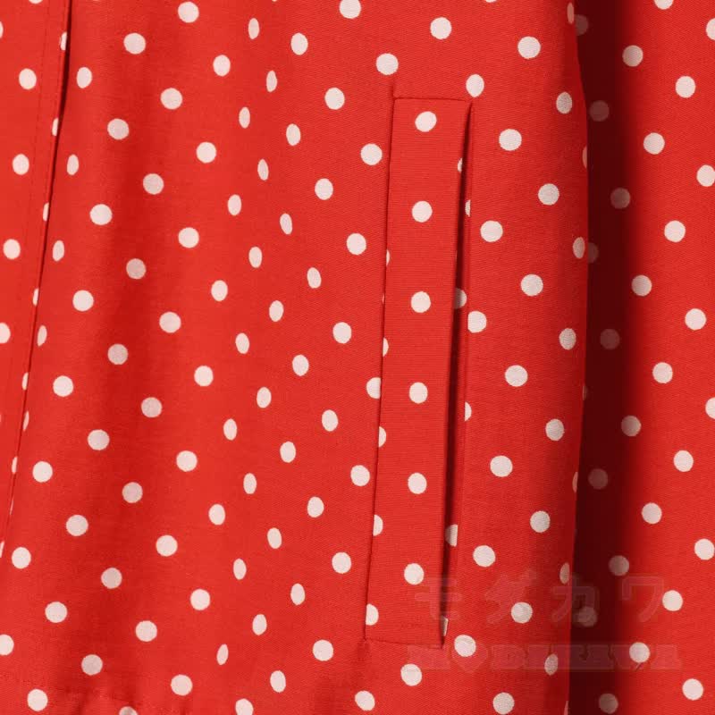 Polka Dot Stand Collar Cropped Jacket And Shorts Two Pieces Set - image 14
