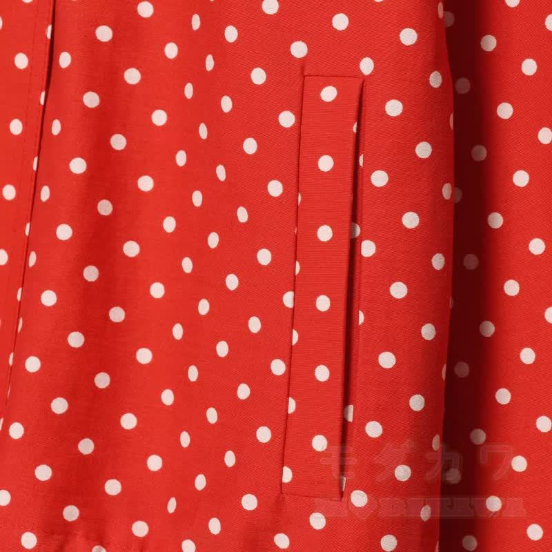 Polka Dot Stand Collar Cropped Jacket And Shorts Two Pieces Set - image 14