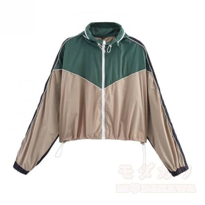 Casual Color Block Zip Up Jacket Drawstring Wide Leg Pants Two Pieces Set - Top - L - image 2