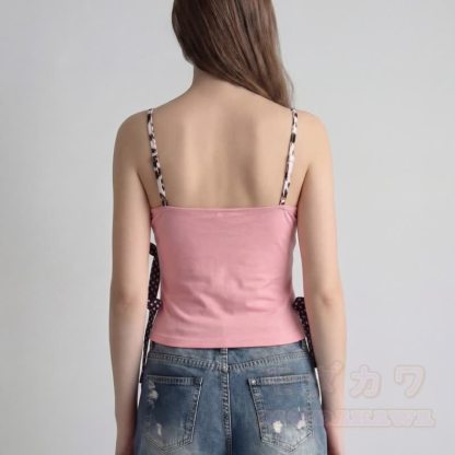 Y2k Leopard Print Bow Spliced Cami Top - image 2