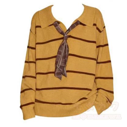 Vintage Striped Tie Knit Sweater Plaid Skirt Two Pieces Set - Top - 4XL - image 4